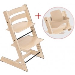 Cadeira alta Stokke Tripp Trapp com conjunto de oferta para bebé