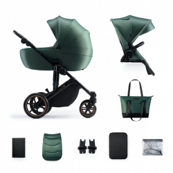 Carrinho de bebé duplo Kinderkraft PRIME 2 com berço de viagem Dolci