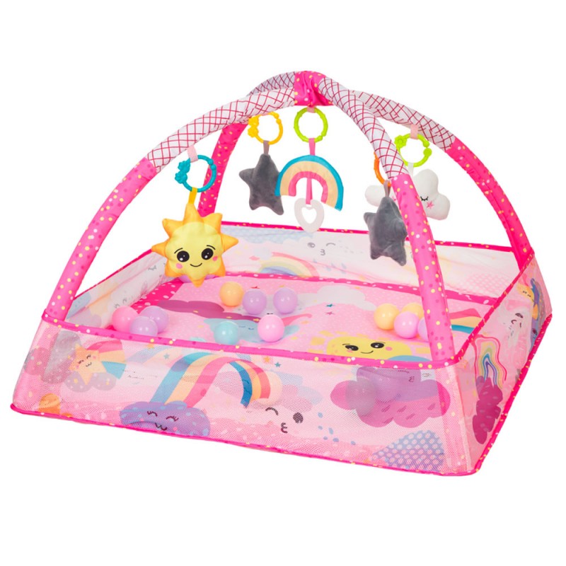 Tapete e ginásio educativo KikkaBoo com 18 bolas cor-de-rosa Sky