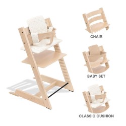 Cadeira alta Stokke Tripp Trapp com almofada e conjunto para bebé