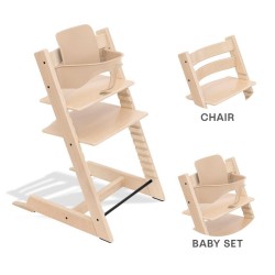 Cadeira alta Stokke Tripp Trapp com conjunto de oferta para bebé