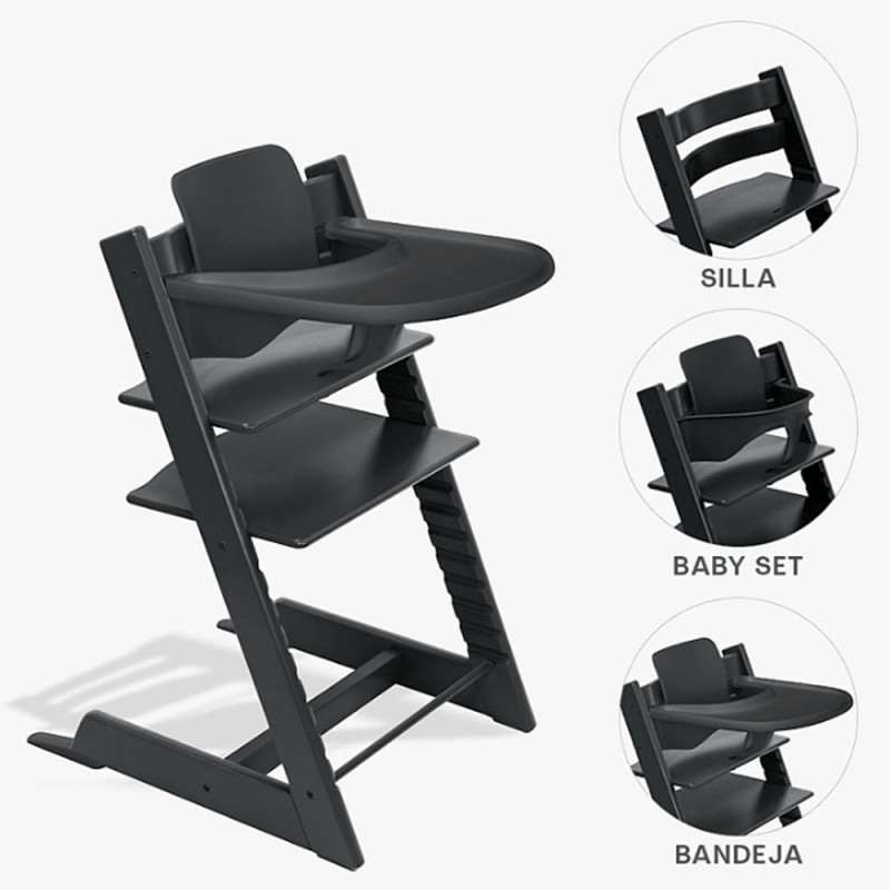 Conjunto de cadeiras altas Stokke Tripp Trapp com Baby Set² e tabuleiro