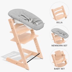 Conjunto de cadeiras altas Stokke Tripp Trapp com Baby Set² e Conjunto para recém-nascido