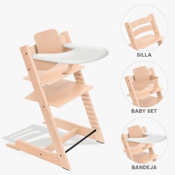 Pack Cadeira alta Stokke Tripp Trapp com Baby Set² Bandeja e almofada como presente