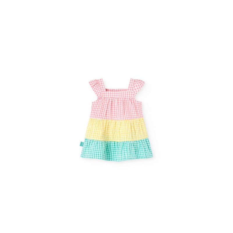 Vestido Boboli xadrez de popelina bicolor