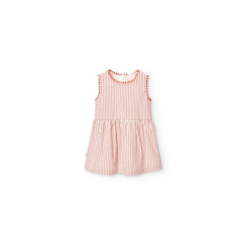 Vestido Boboli de popelina às riscas bicolores