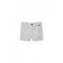 Bermudas Boboli calções oxford às riscas bicolores