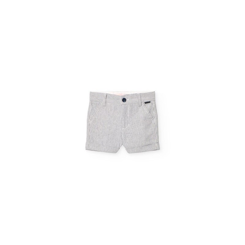 Bermudas Boboli calções oxford às riscas bicolores