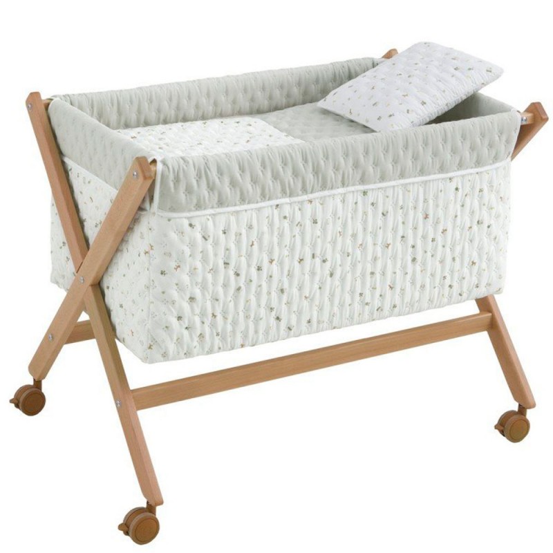 Berço Mini Tesoura Cambrass House Mint + Legs Natural