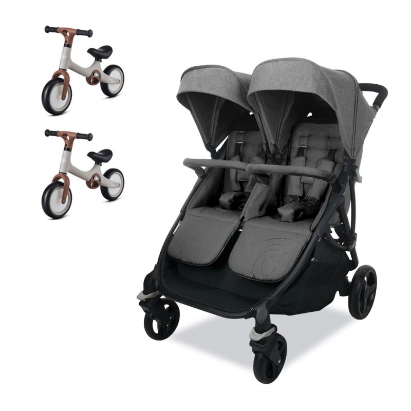 Carrinho de bebé duplo asalvo Doble BRO com bicicletas