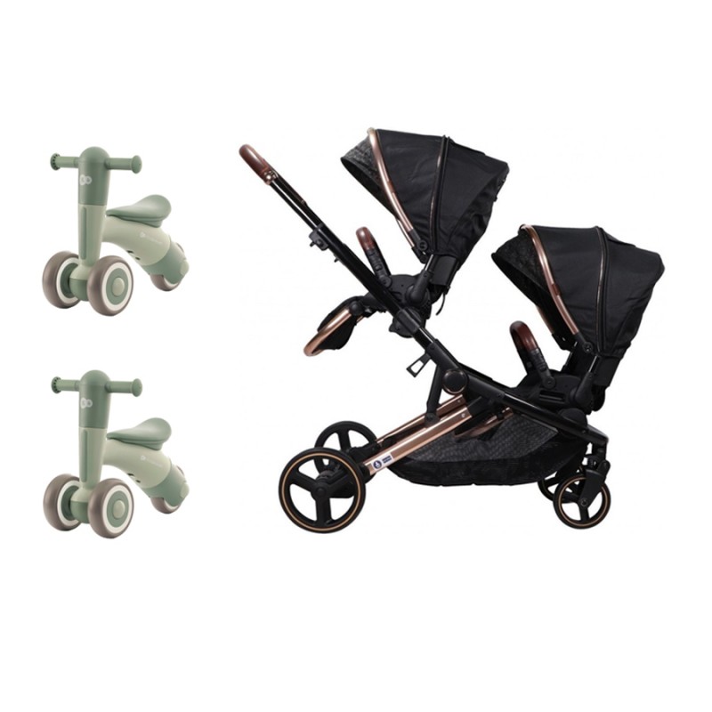 Silla paseo Gemelar Ding Amigo con 2 bicis