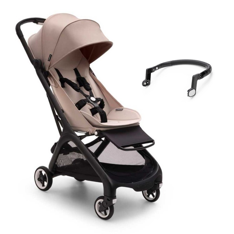 Carrinho de bebé Bugaboo BUTTERFLY com capa de chuva de plástico e barra de apoio para os braços