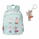 Mochila média + porta-chaves Tutete Os Três Porquinhos