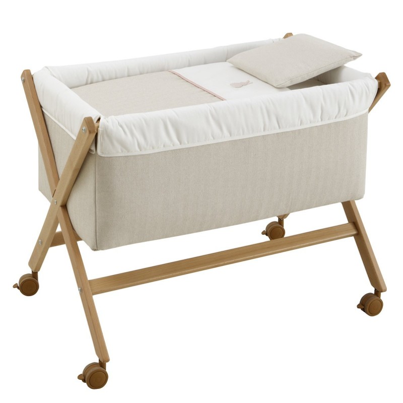 Minicuna Tijera Madera Cambrass Lino Rosa/Natural