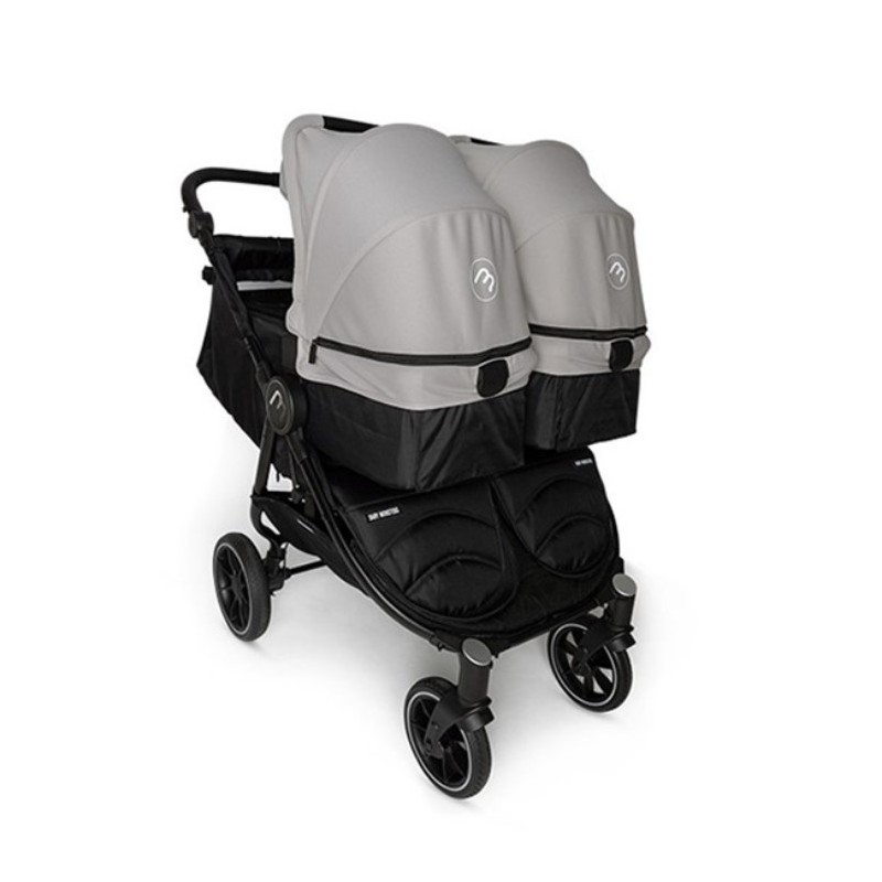 Carrinho de bebé duplo Baby Monsters Easy Twin 4 com 2 alcofas Stone