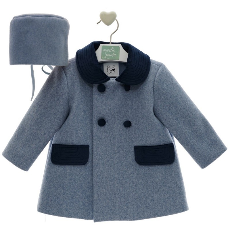 Casaco de bebé Marta y Paula em tecido com gorro