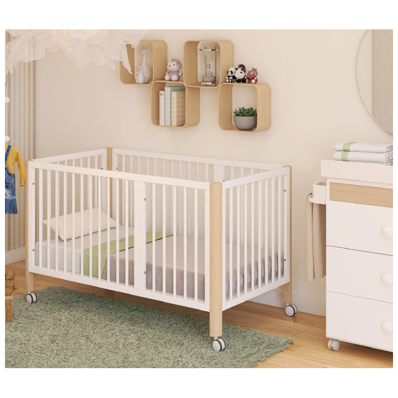 Cama de grades Trama Flexi Branco Mate / Faia Cama de grades Trama Flexi Branco Mate / Faia