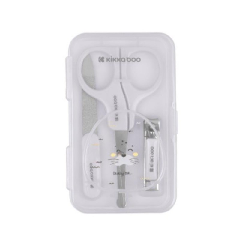 Conjunto de manicura KikkaBoo tesoura, corta-unhas e lima.
