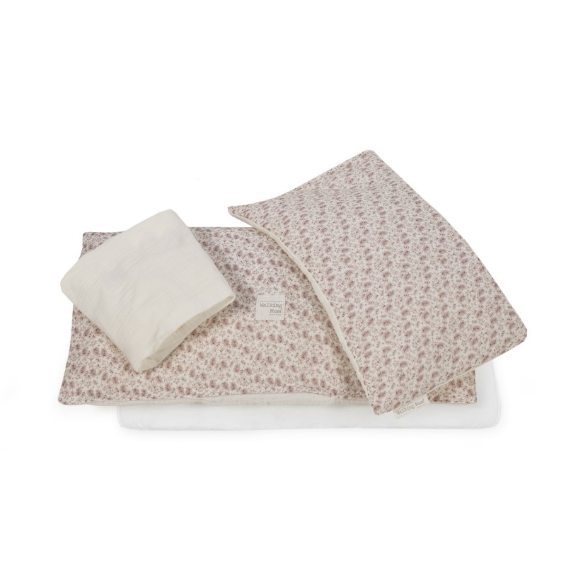 Edredão, lençol e almofada de berço 90x50 Walking Mum Gala