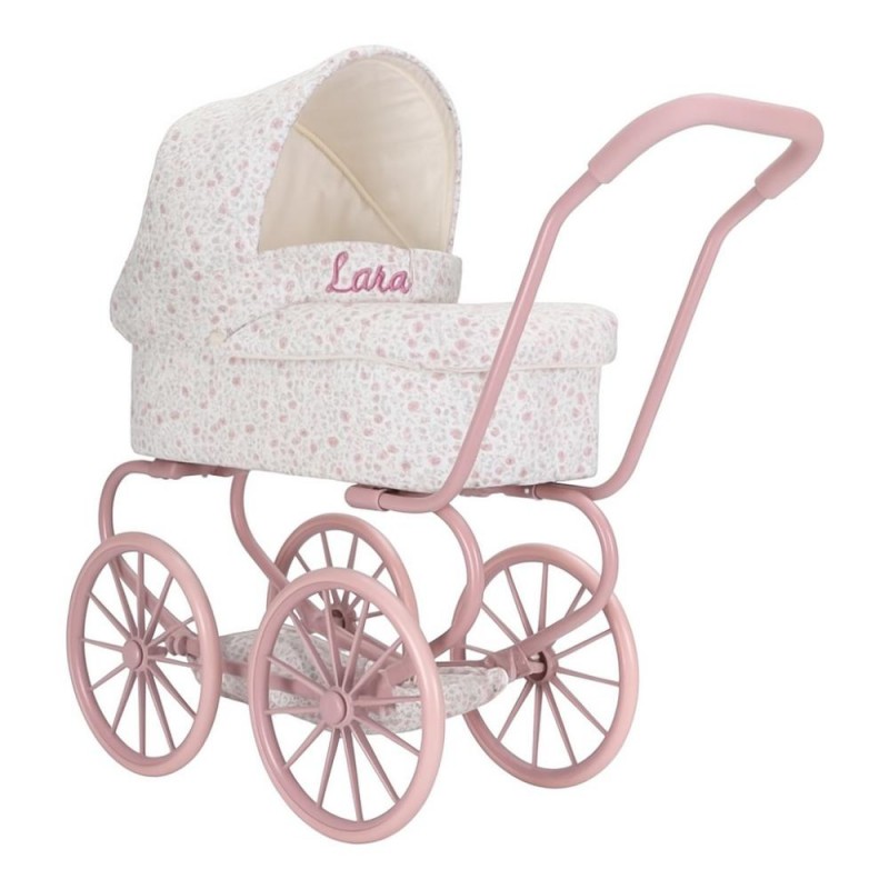 Carrinho de bebé para bonecas Little Dutch Flores rosa Personalizável