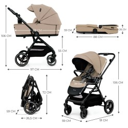 Carrinho de bebé Duo Kinderkraft Carrinho de bebé Yoxi 2 em 1 com I-spin