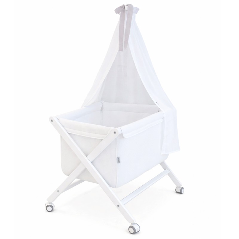 Minicot D'Peques Plumeti Branco com dossel