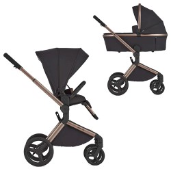 Carrinho de bebé Duo 2 em 1 « Anex » da MEV com mini-berço e espreguiçadeira