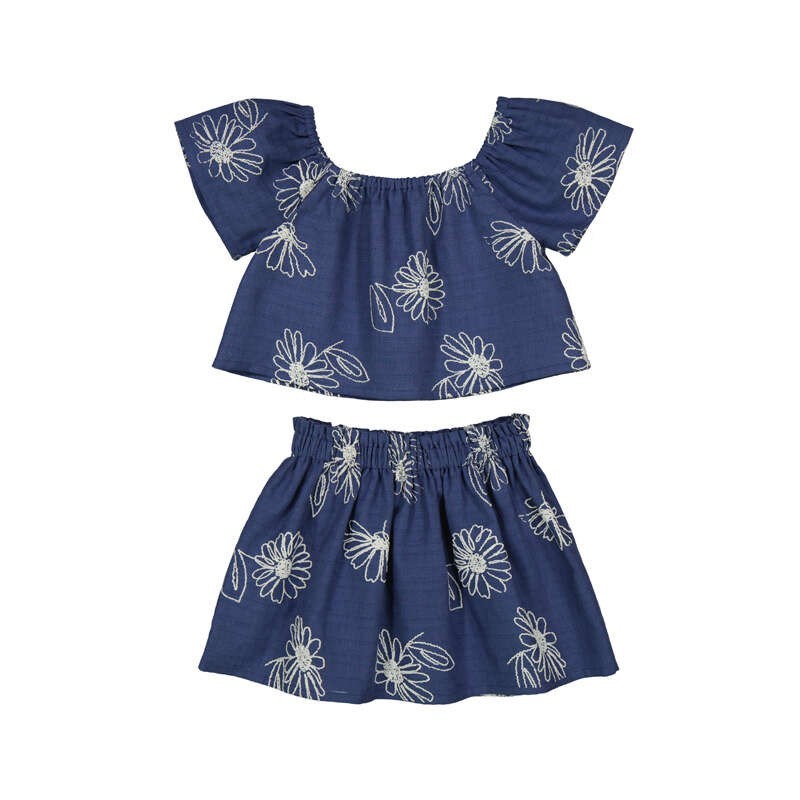 Conjunto Mayoral saia de linho estampada