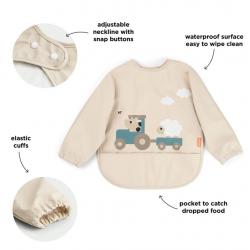 Babero Done By Deer con bolsillo y mangas Tiny Farm | crioh.com