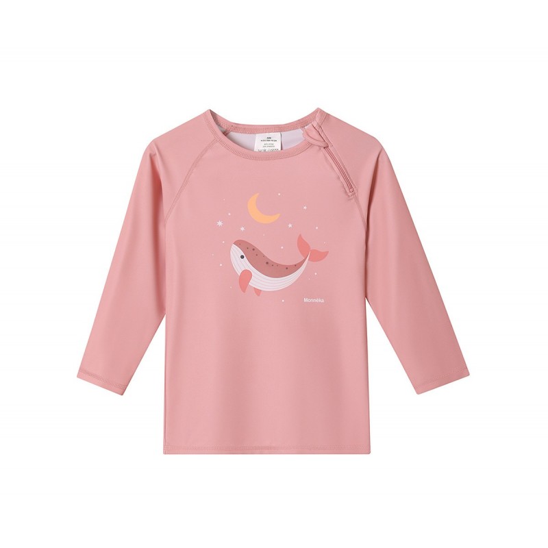 T-Shirt de proteção solar Monnëka Manga comprida Baleia Rosa