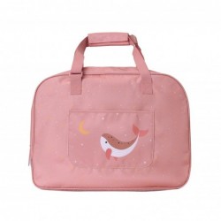 Saco de praia personalizável com grelha Monnëka Baleia cor-de-rosa