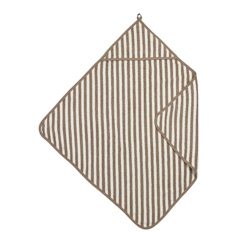 Roupão de banho felpudo Meyco Fat Stripe Taupe