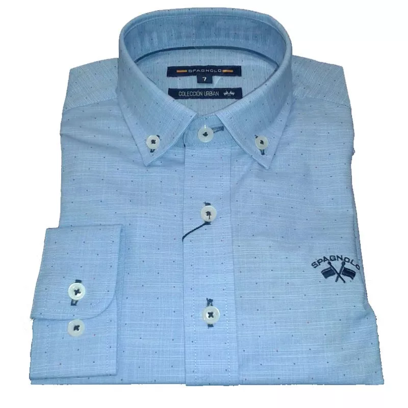 Camisa Spagnolo cuello boton fil a fil estampada 4640