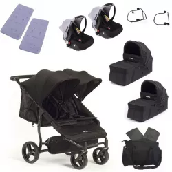 PACK Silla gemelar Easy Twin con 2 capazos duros 2 grupos cero 2 colchonetas 2 adaptadores