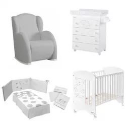 Quarto de dormir Micuna SWEET BEAR com cadeira de baloiço Transporte e montagem gratuitos