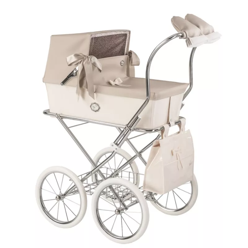 Cochecito de muñecas  Bebelux capota charol Sweet Beige PERSONALIZABLE
