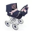 Cochecito clásico de muñeca La Nina azul marino acolchado
