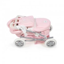 Cochecito de muñeca pequeño La Nina VINTAGE Charol Rosa con bolsa panera