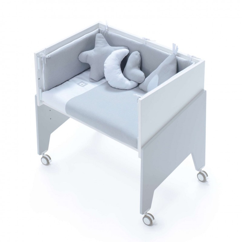 Minicuna Colecho Alondra EQUO GRIS con Set Téxtill y colchón Minicuna Colecho Alondra EQUO GRIS con Set Téxtill y colchón