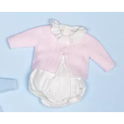 Conjunto com blusa de rã e casaco de malha Micolino Alicia