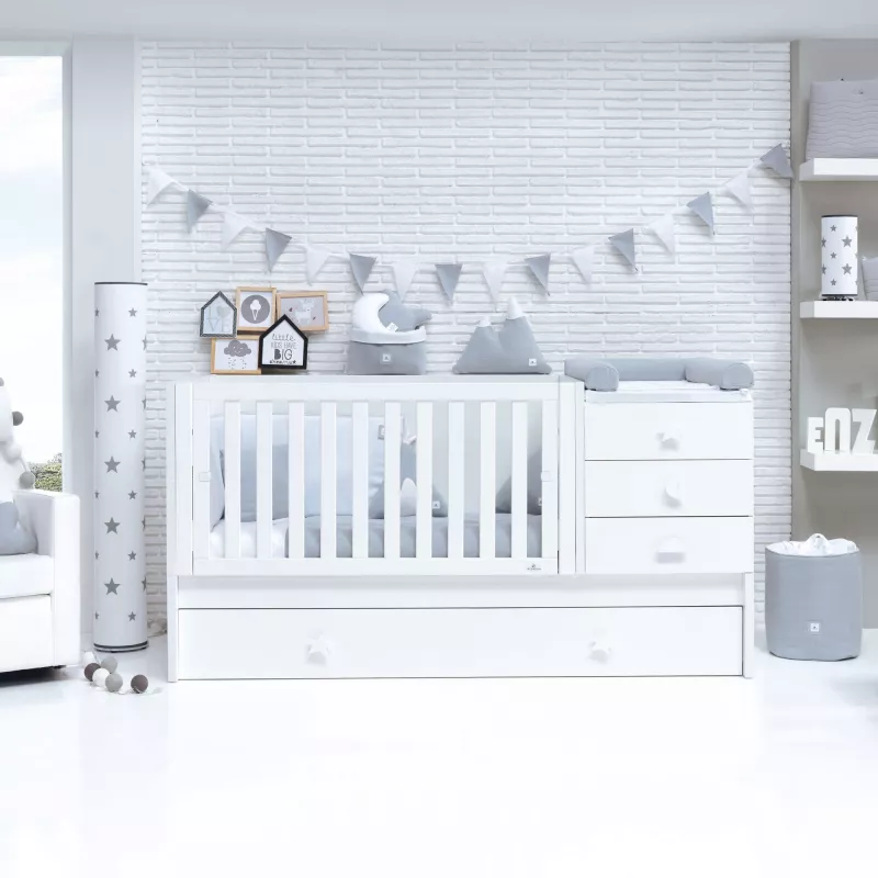 Berço convertível ALONDRA SERO BUBBLE com cama com gavetão + Têxtil