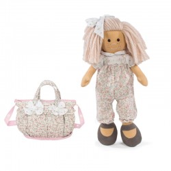 PACK Bolsa pequeña La Nina Violeta (21X16X10 CM) con muñeca