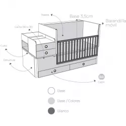 Cuna Convertible Ros Mini BI-CAMA PLUS