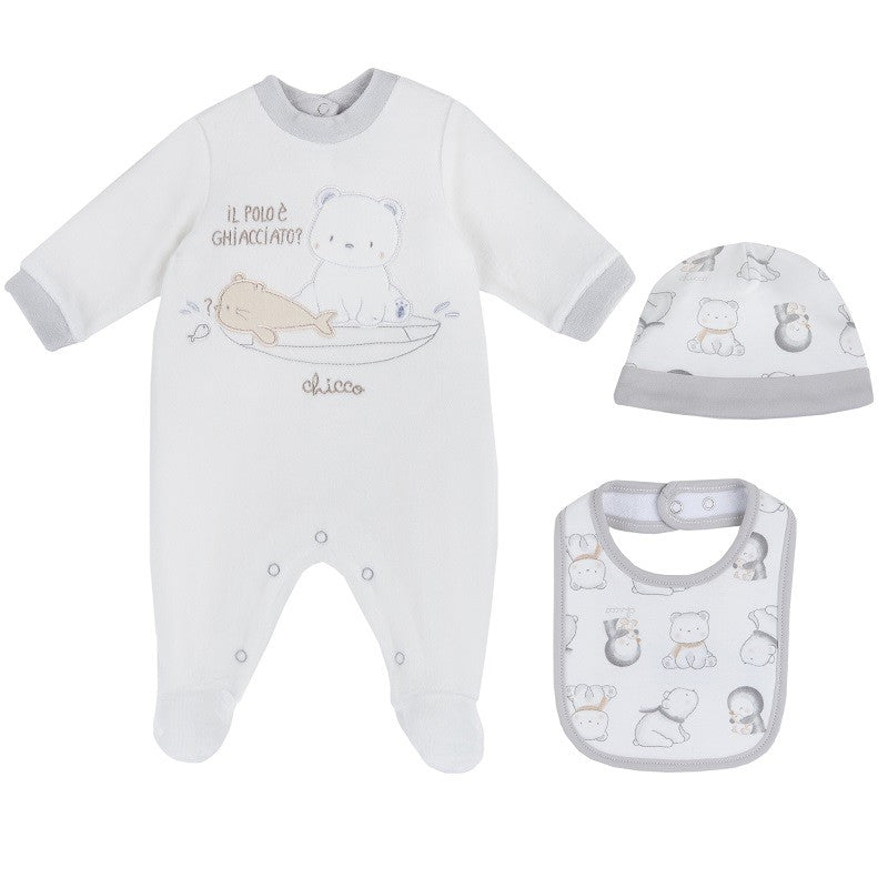 Caja regalo Chicco body, babero y gorro