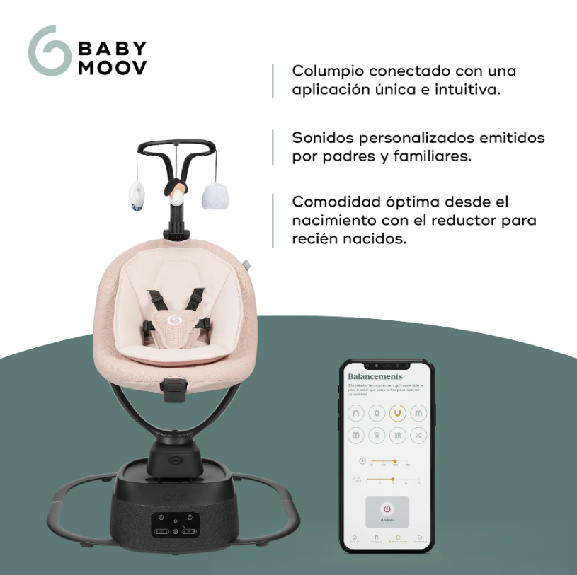 Hamaca eléctrica Babymoov conectada con aplicación Swoon Evolution Connect
