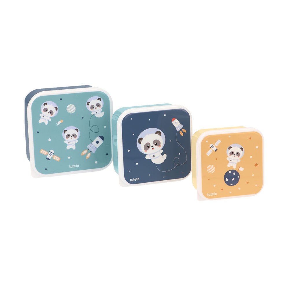 3 Cajas Almuerzo Tutete Pandas in Space