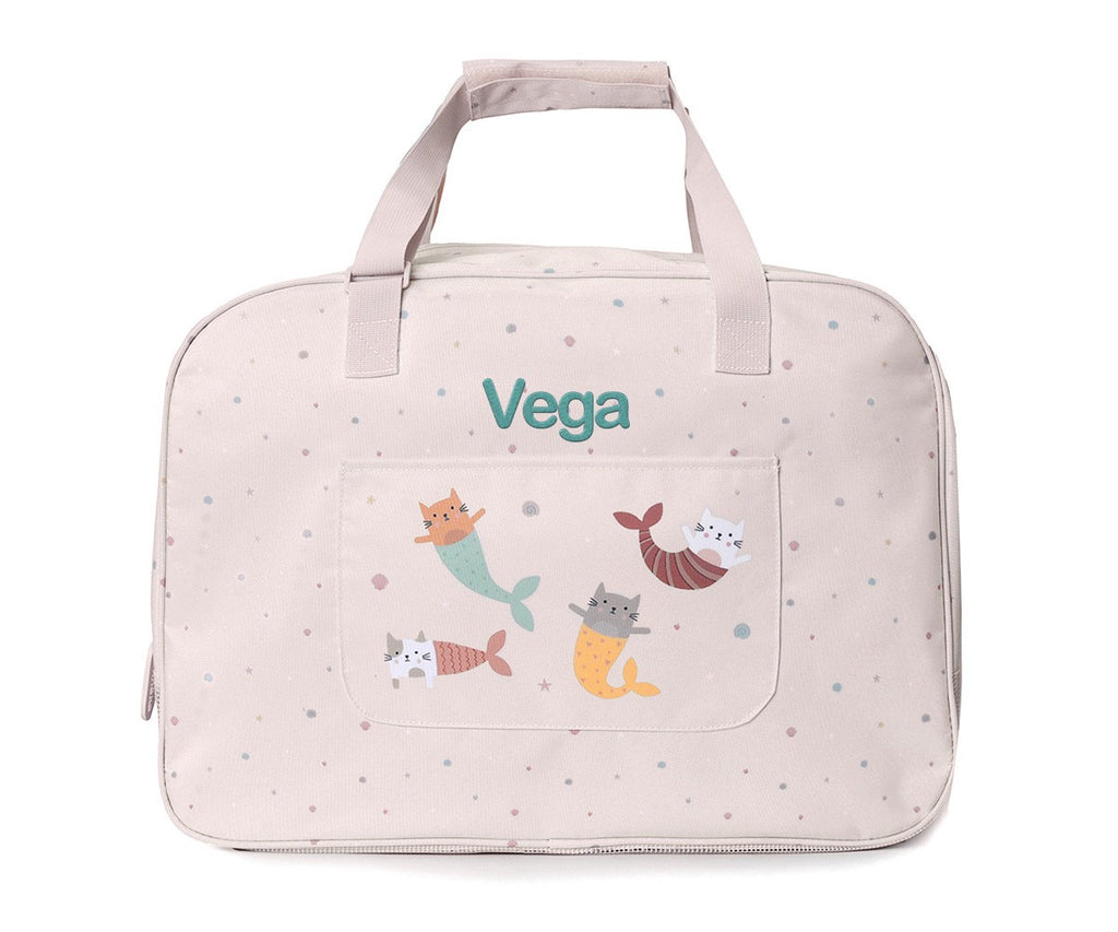 Bolso de Playa con Rejilla Personalizable Monnëka Mermaid Cats