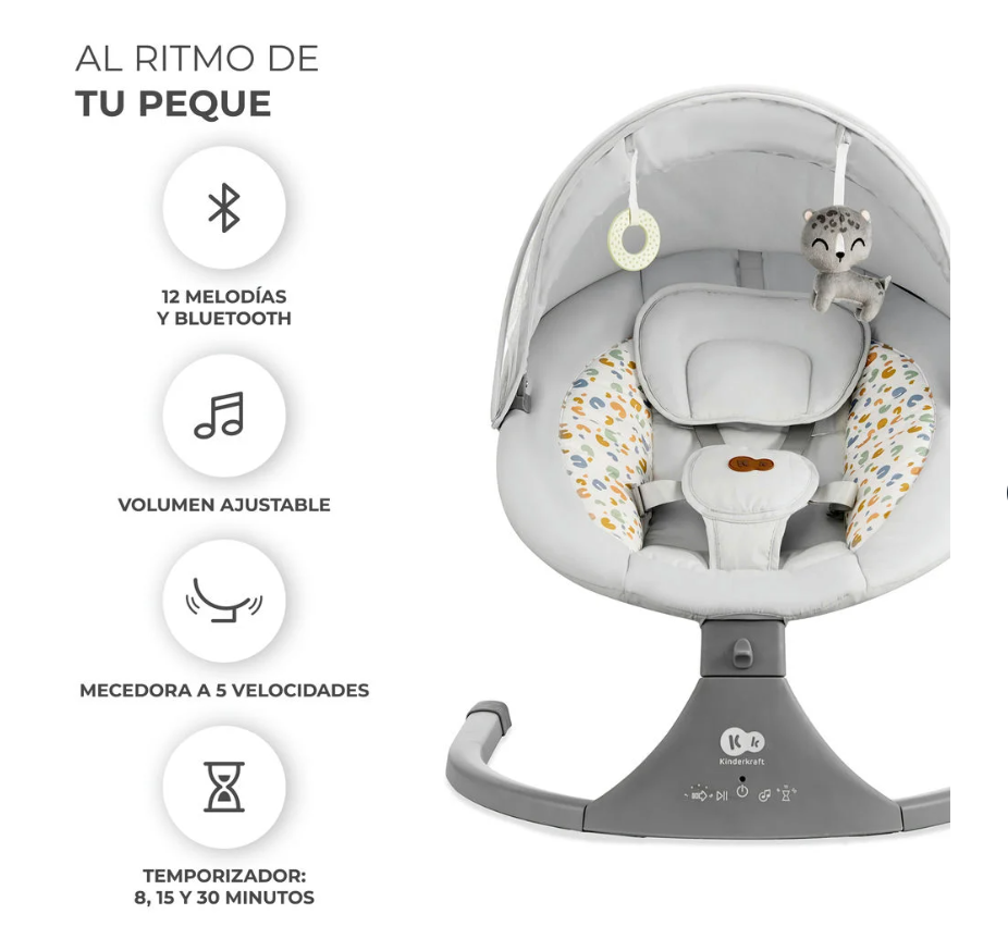 Hamaca electrica Kinderkraft LUMI 2 con mando a distancia