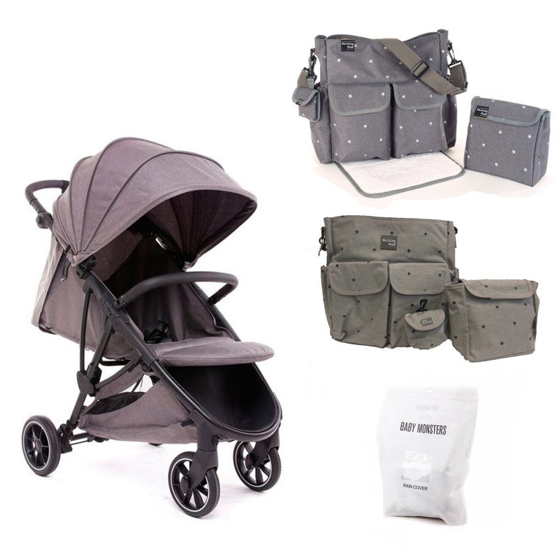 PACK Silla paseo Baby Monsters Alaska con bolso y burbuja lluvia