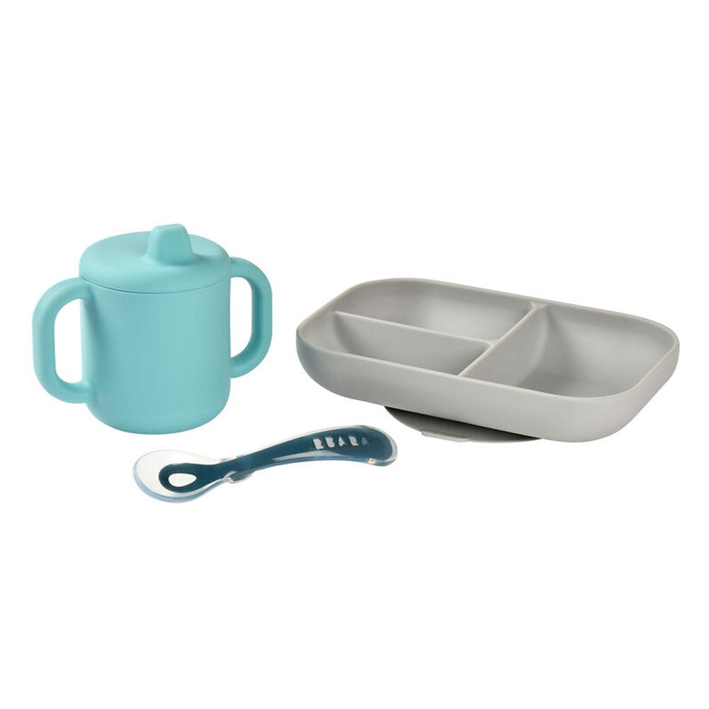 Vajilla con ventosa Beaba y taza de aprendizaje